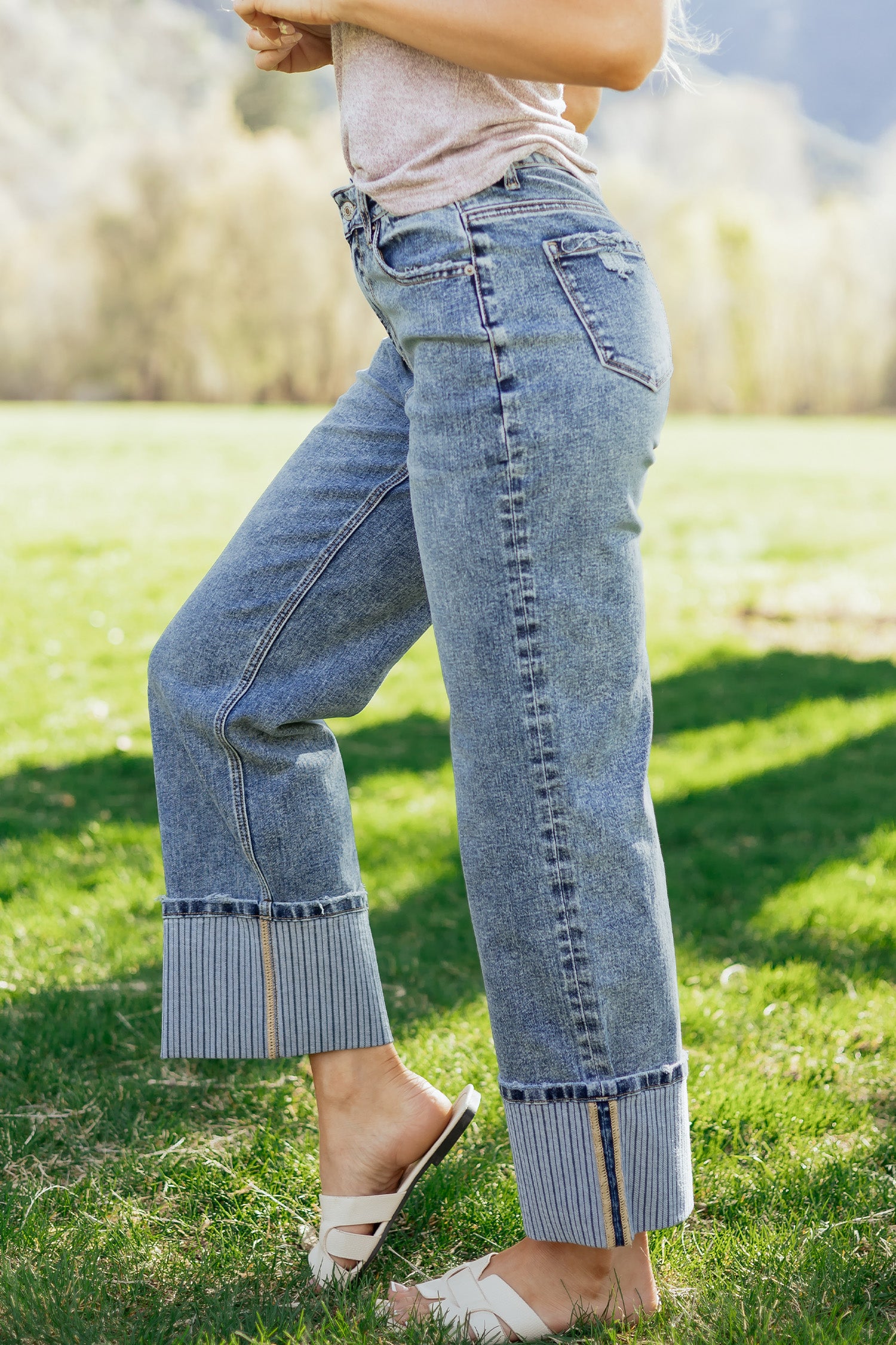 Ashleigh Blue Cuffed Straight Loose Jeans