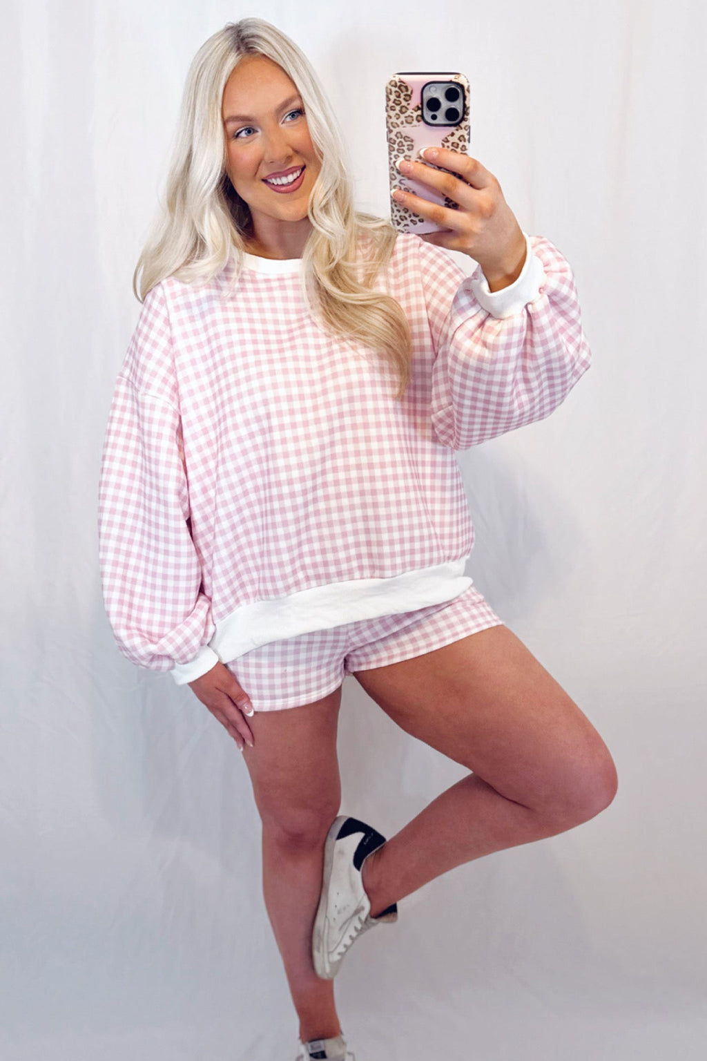 Yellow Plaid Baggy Pullover Drawstring Casual Shorts 2pcs Outfit