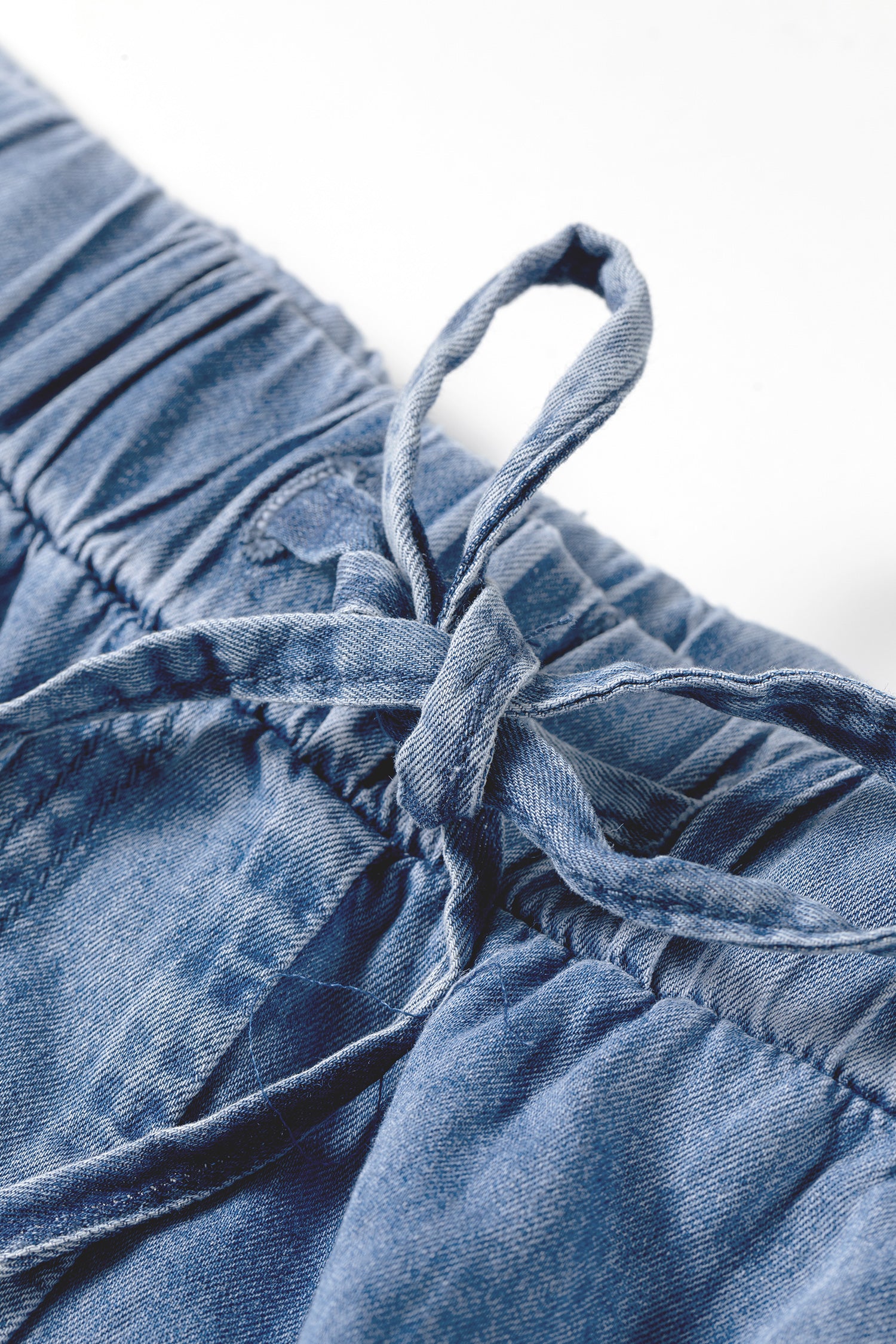 Dusk Blue Tiered Raw Edge Ruffled Plus Size Wide Leg Denim Pants