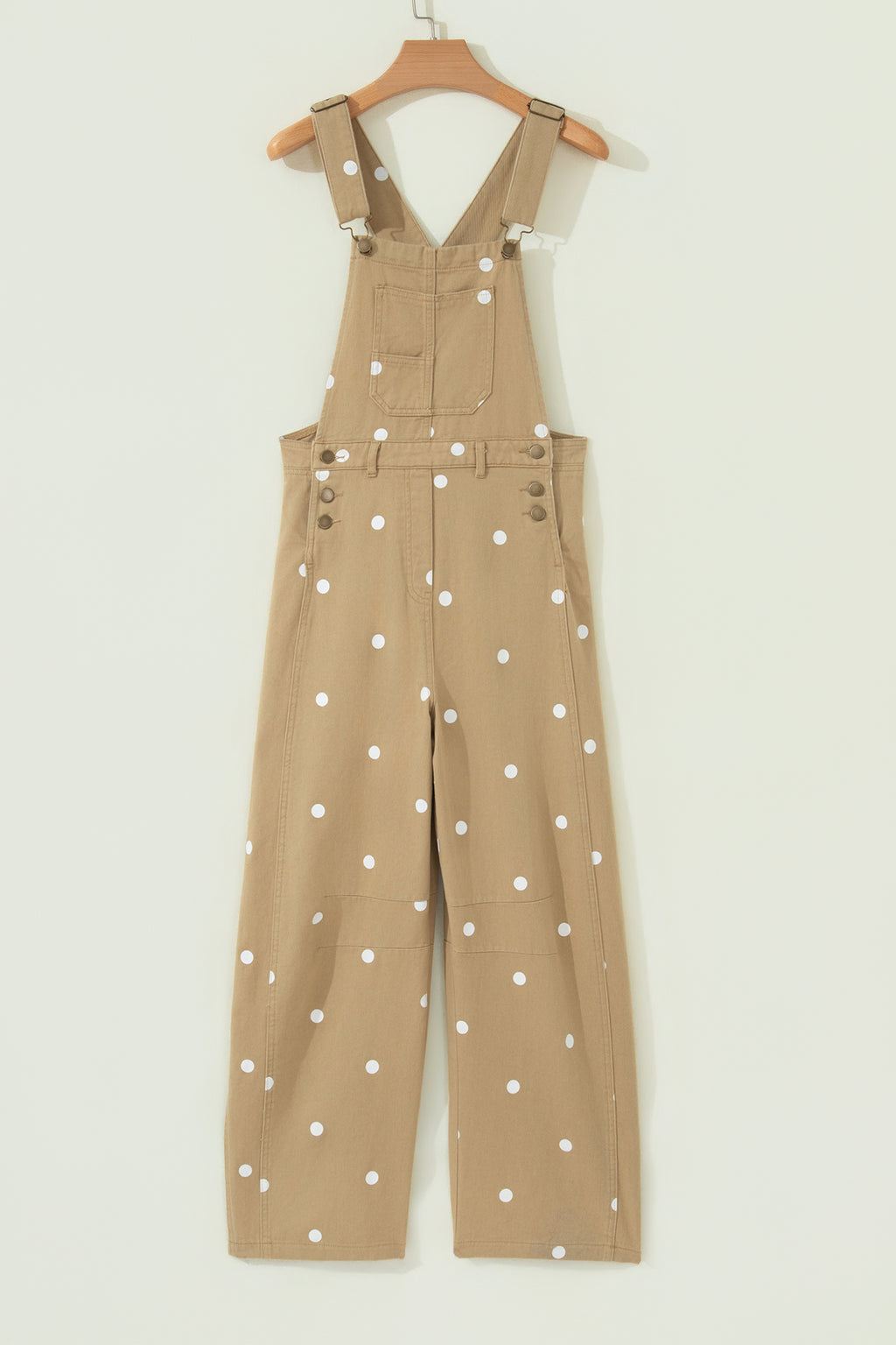 Jet Stream Polka Dot Print Bib Pocket Denim Barrel Overalls Jumpsuit