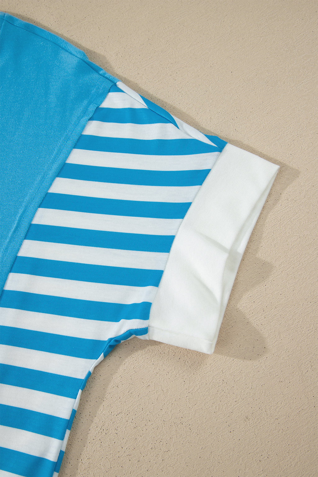 Light Blue Flag Print Patchwork Colorblock July 4th T Shirt