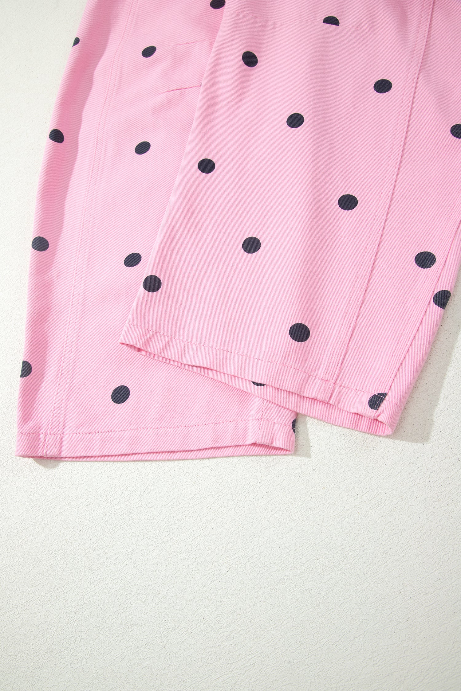Jet Stream Polka Dot Print Bib Pocket Denim Barrel Overalls Jumpsuit